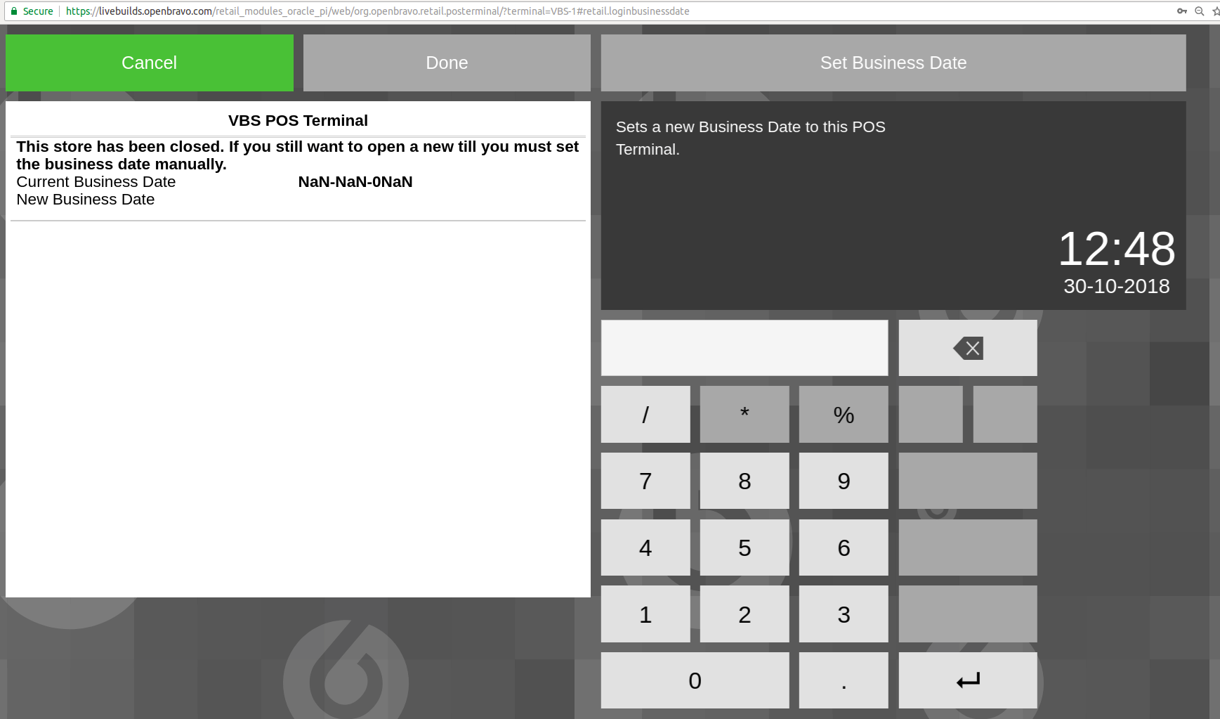 Error Unparseable Date Nan Nan 0nan When The Enable Close Store Process In Web Pos Preference Is Enabled Openbravo Issue Tracking System